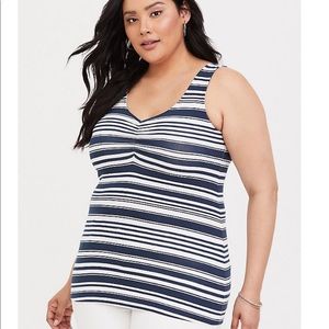 Torrid navy striped foxy tank top